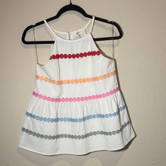entro Tops - Entro White Tank Top with Colorful Stripes